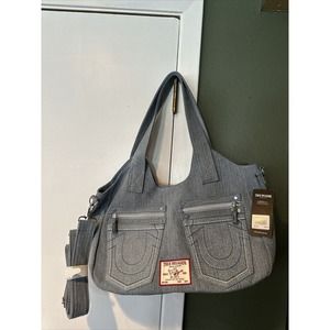 NEW ! NWT TRUE RELIGION Denim Pocket Horseshoe Logo Shoulder Crossbody Bag